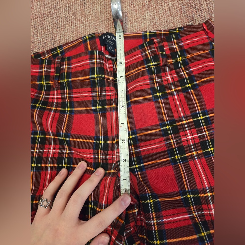 J Crew Factory Winnie Red Tartan Plaid Pants Stretch Preppy Pants - Picture 9 of 10